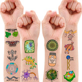 (96 PCS) Funny Biology Science Student Major Temporary Tattoos Birthday Themed Party Supplies Decorations Favors Cute Stickers Tattoo Gifts for Kids Girls Boys Teachers Decor School Reward Christmas